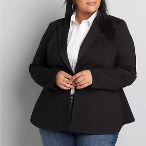 Women’s Lane Bryant Ponte Peplum Blazer With Satin Lapel